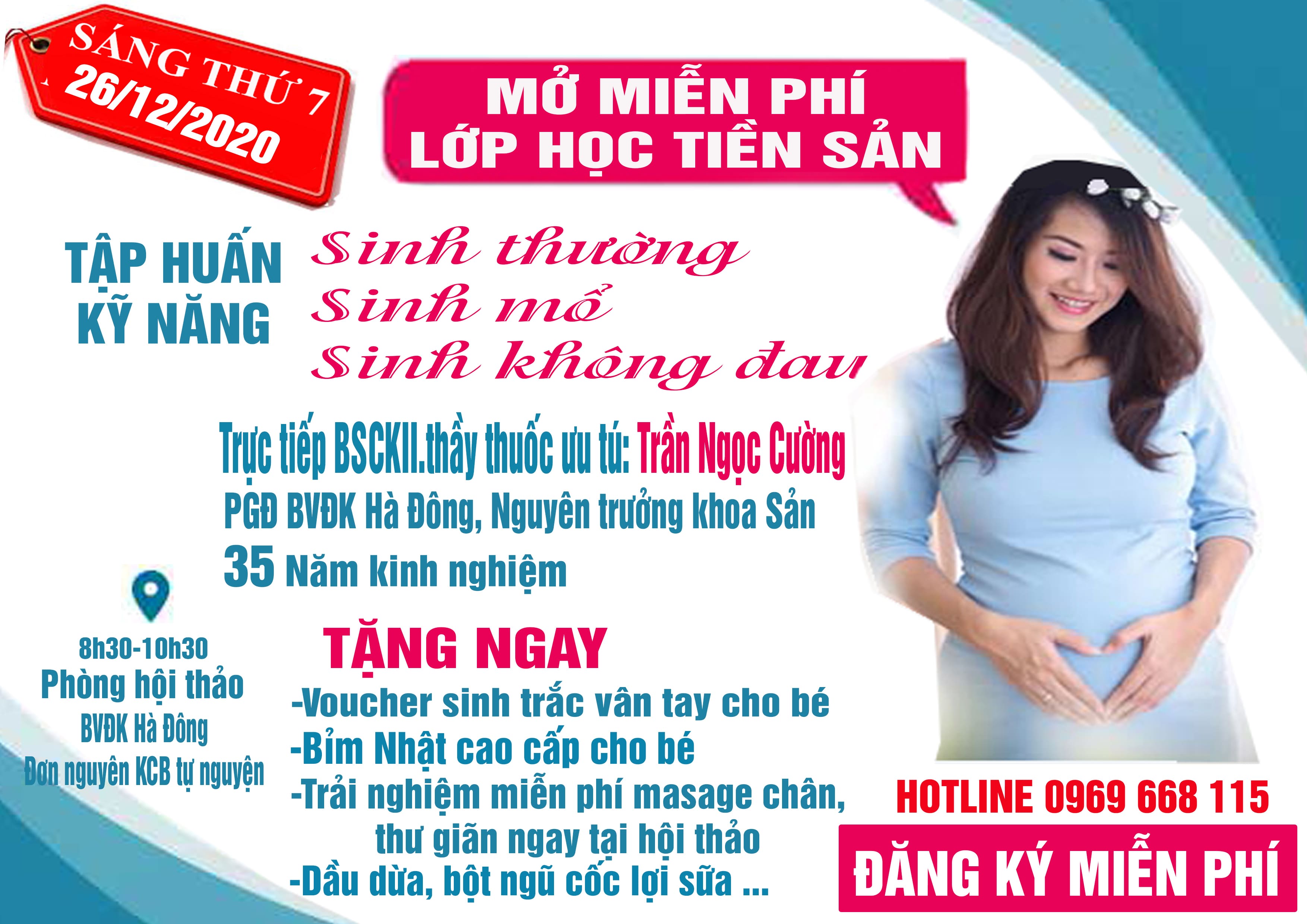 Sáng 26/12/2020: Mở lớp học tiền sản miễn phí tập huấn kỹ năng sinh thường, sinh mổ, sinh không đau