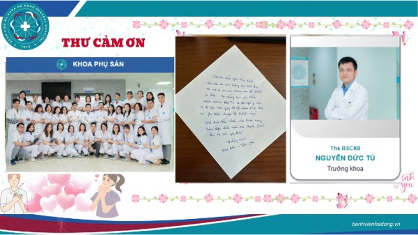 Thư cảm ơn của bệnh nhân khoa Phụ Sản