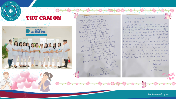 Thư cảm ơn của bệnh nhân khoa Nội Thần Kinh